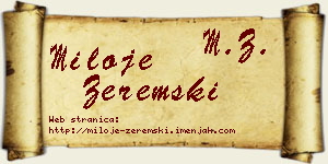 Miloje Zeremski vizit kartica